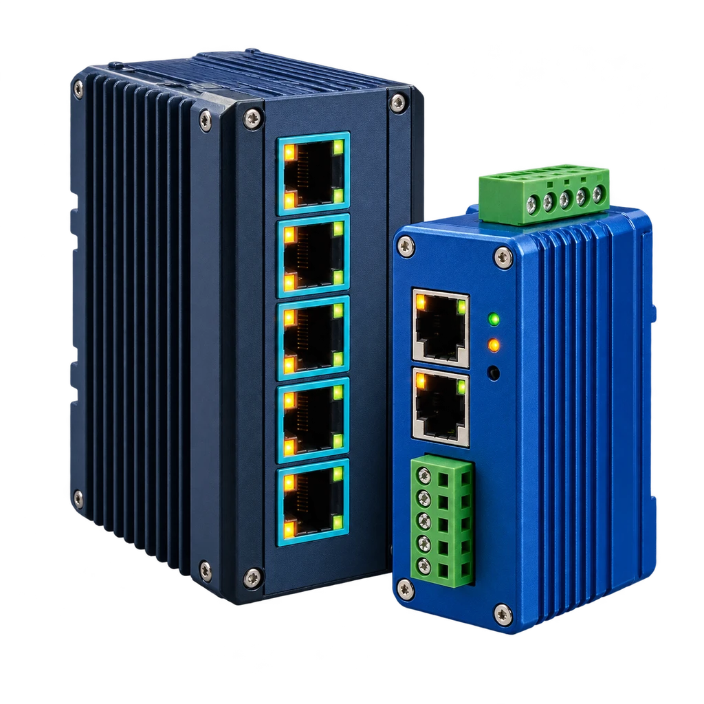 Industrial Ethernet network switch with multiple communication ports