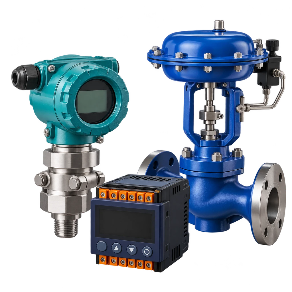 Pressure transmitter, process controller and industrial control valve