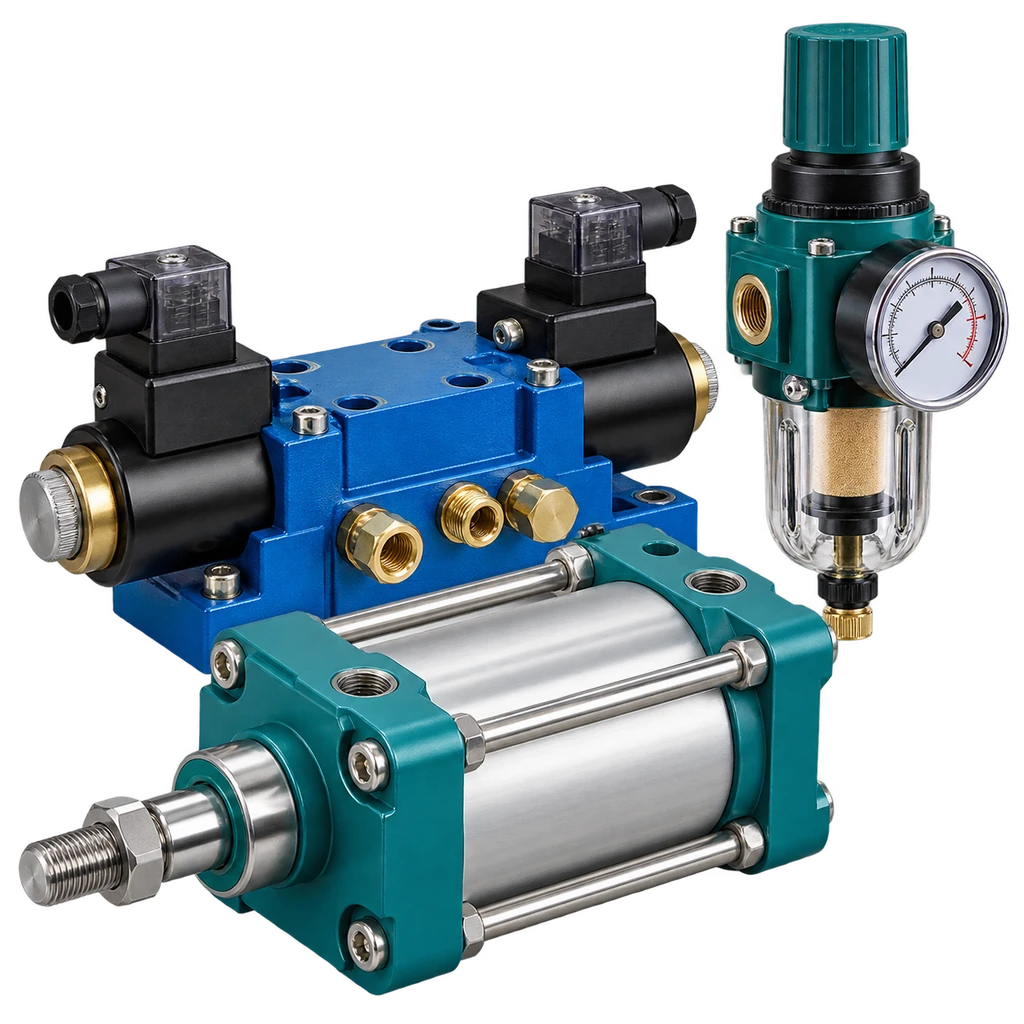 Pneumatic solenoid valve and compact air pressure regulator