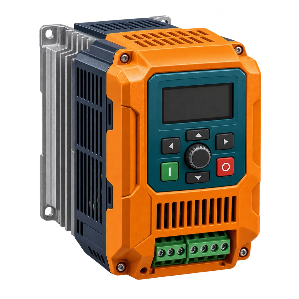 Industrial variable frequency drive with a compact control panel